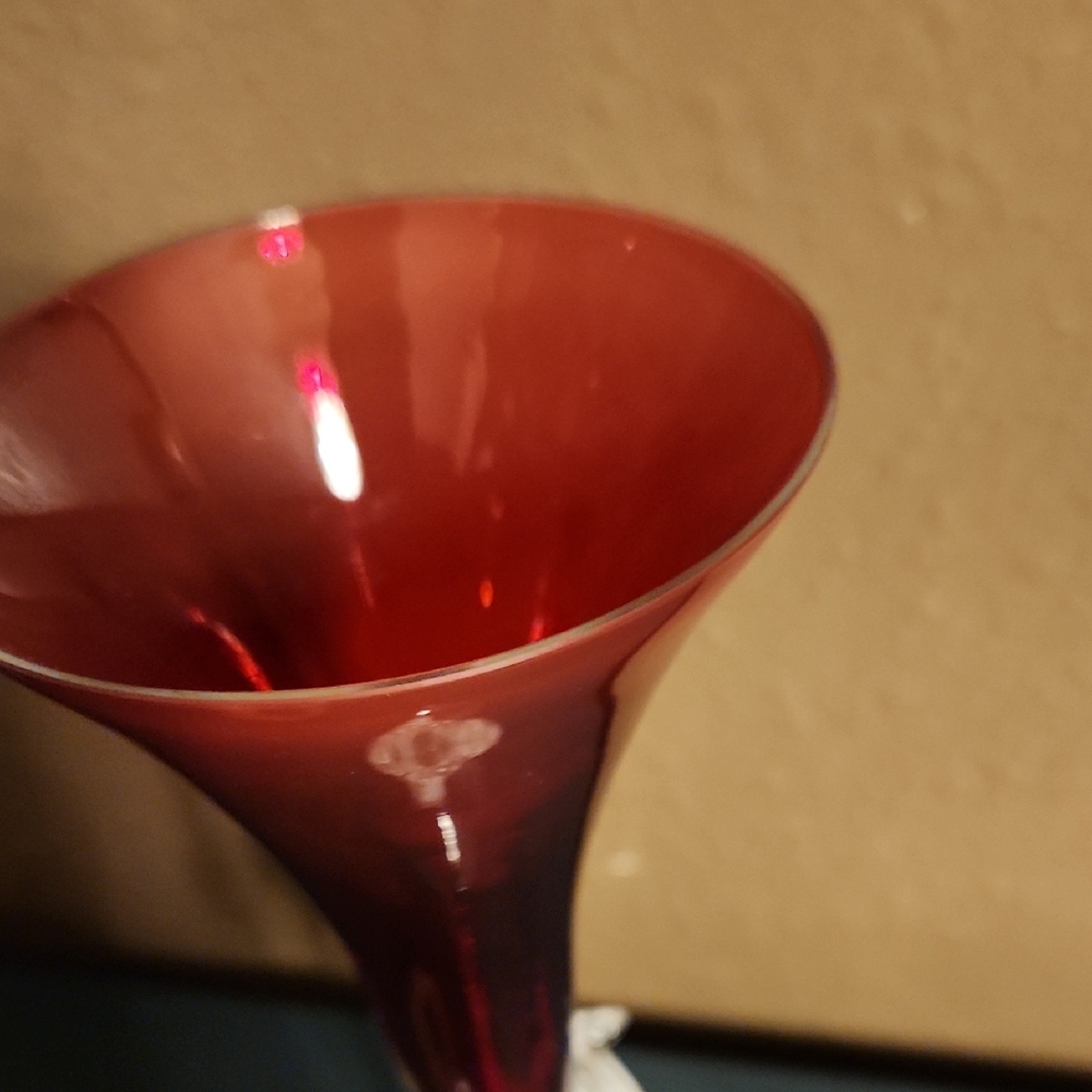 Ruby Red Art Glass Vase or Champagne Flute - Picture 7 of 11